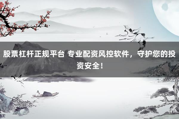 股票杠杆正规平台 专业配资风控软件，守护您的投资安全！