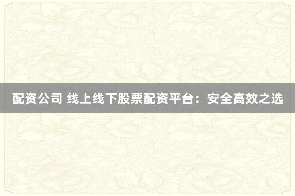 配资公司 线上线下股票配资平台：安全高效之选
