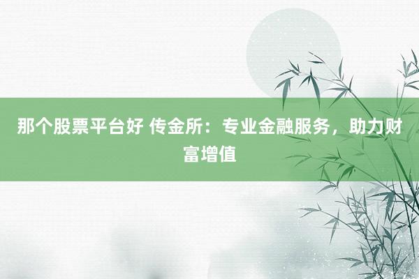 那个股票平台好 传金所：专业金融服务，助力财富增值