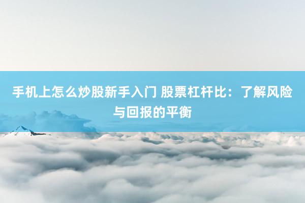 手机上怎么炒股新手入门 股票杠杆比：了解风险与回报的平衡
