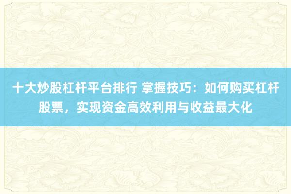 十大炒股杠杆平台排行 掌握技巧：如何购买杠杆股票，实现资金高效利用与收益最大化
