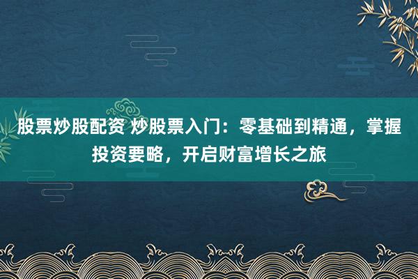 股票炒股配资 炒股票入门：零基础到精通，掌握投资要略，开启财富增长之旅