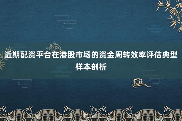 近期配资平台在港股市场的资金周转效率评估典型样本剖析