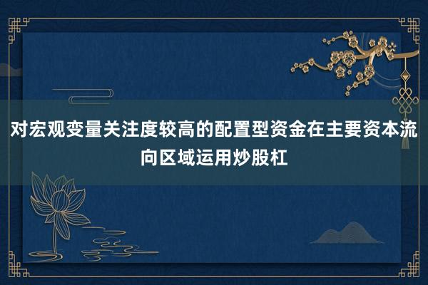 对宏观变量关注度较高的配置型资金在主要资本流向区域运用炒股杠