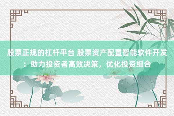 股票正规的杠杆平台 股票资产配置智能软件开发：助力投资者高效决策，优化投资组合