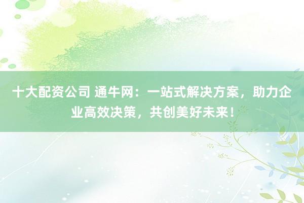 十大配资公司 通牛网:一站式解决方案,助力企业高效决策,共创美好未来!