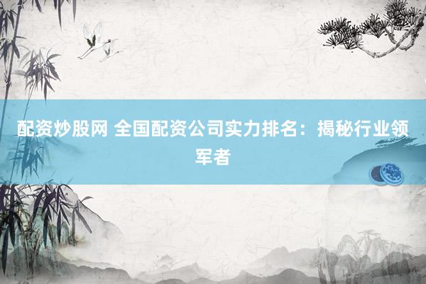 配资炒股网 全国配资公司实力排名：揭秘行业领军者