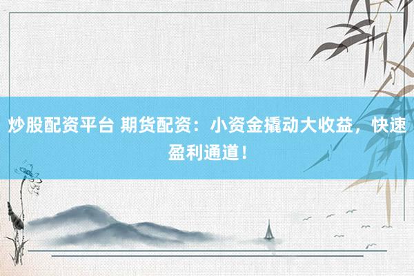炒股配资平台 期货配资：小资金撬动大收益，快速盈利通道！