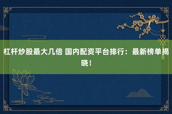 杠杆炒股最大几倍 国内配资平台排行：最新榜单揭晓！