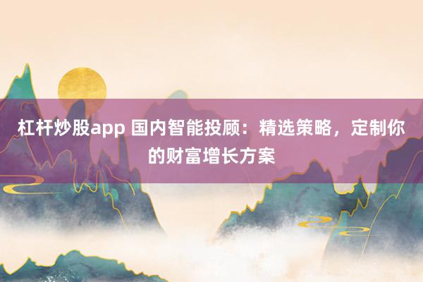 杠杆炒股app 国内智能投顾：精选策略，定制你的财富增长方案