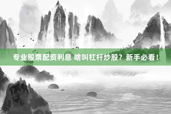 专业股票配资利息 啥叫杠杆炒股？新手必看！