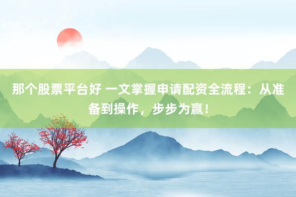 那个股票平台好 一文掌握申请配资全流程：从准备到操作，步步为赢！