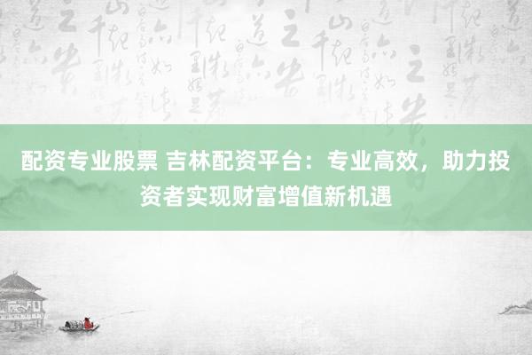 配资专业股票 吉林配资平台：专业高效，助力投资者实现财富增值新机遇